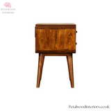Curved Dark Wood Bedside Table - Solid Wood - 2 Drawers - 55cm Height | Classic Legs - Petalwood Interiors