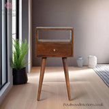 Dark Solid Wood - Bedside Table  - 1 Drawer 1 Shelf - 57cm Height | Traditional Style - Petalwood Interiors