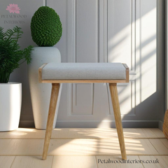 Modern Grey Tweed Footstool with Tray Top | Versatile Ottoman - Petalwood Interiors