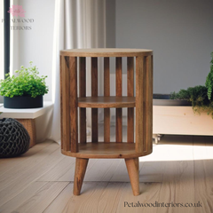 Solid Wood - Bedside Table -  Double Shelf - 55cm Height | Japanese Style - Petalwood Interiors