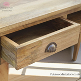 Solid Wood - Writing Desk - 2 Drawers - Oak Finish - 78cm Height | Classic Legs - Petalwood Interiors