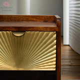 Mini Mid Century Bedside Table - Brass Drawer - Wooden Legs - 50cm Height - Petalwood Interiors