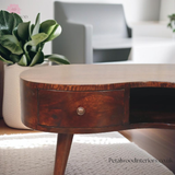 Solid Wood - Coffee Table - Wooden Legs - 25cm Height | Unique Shape - Petalwood Interiors