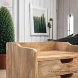 Solid Wood - Gallery Back Bedside Table - 63cm Height - 2 Drawers | Traditional Finish - Petalwood Interiors