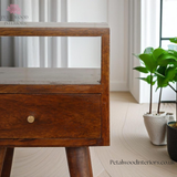 Dark Solid Wood - Bedside Table  - 1 Drawer 1 Shelf - 57cm Height | Traditional Style - Petalwood Interiors
