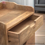 Solid Wood - Gallery Back Bedside Table - 63cm Height - 2 Drawers | Traditional Finish - Petalwood Interiors