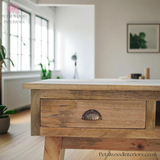 Solid Wood - Writing Desk - 2 Drawers - Oak Finish - 78cm Height | Classic Legs - Petalwood Interiors