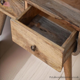 Mini Solid Wood Tv Stand - Oak Finish - 2 Drawers - Wooden Legs - 45cm Height - Petalwood Interiors