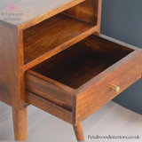 Dark Solid Wood - Bedside Table  - 1 Drawer 1 Shelf - 57cm Height | Traditional Style - Petalwood Interiors