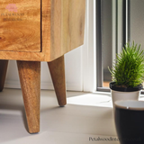 Mini Bedside Table - Light Brown Solid Wood - 2 Drawers - 50cm Height | Wooden Legs - Petalwood Interiors
