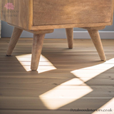 Solid Wood - Gallery Back Bedside Table - 63cm Height - 2 Drawers | Traditional Finish - Petalwood Interiors
