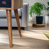 Solid Wood - Bedside Table  - Navy Blue Drawer - 57cm Height  | Traditional Finish - Petalwood Interiors