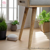 Modern Grey Tweed Footstool with Tray Top | Versatile Ottoman - Petalwood Interiors
