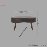 Solid Wood - Coffee Table - Wooden Legs - 25cm Height | Unique Shape - Petalwood Interiors