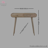 Console Table Solid Wood - Oak Finish - Multiple Drawers- 78cm Height - Wooden Legs - Petalwood Interiors