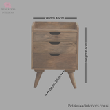 Solid Wood - Gallery Back Bedside Table - 63cm Height - 2 Drawers | Traditional Finish - Petalwood Interiors