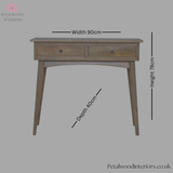 Solid Wood - Console Table - Classic Design - 2 Drawers - Sustainable - 78cm Height - Petalwood Interiors