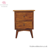 Dark Solid Wood - Bedside Table - 60cm Height - 2 Drawers - Petalwood Interiors