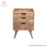 Solid Wood - Gallery Back Bedside Table - 63cm Height - 2 Drawers | Traditional Finish - Petalwood Interiors