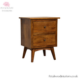 Dark Solid Wood - Bedside Table - 60cm Height - 2 Drawers - Petalwood Interiors
