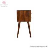 Dark  Solid Wood - Bedside Table - 2 Drawers - 57cm Height | Traditional Legs - Petalwood Interiors