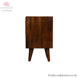 Mini Mid Century Bedside Table - Brass Drawer - Wooden Legs - 50cm Height - Petalwood Interiors