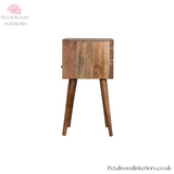 Solid Wood - Bedside Table  - Navy Blue Drawer - 57cm Height  | Traditional Finish - Petalwood Interiors