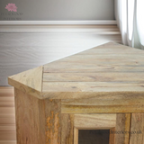 Corner TV Stand - Solid Wood - Hand-Distressed - Glazed Doors - Country Style - Timesless Desingn - Petalwood Interiors