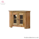 Corner TV Stand - Solid Wood - Hand-Distressed - Glazed Doors - Country Style - Timesless Desingn - Petalwood Interiors - Side 3