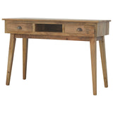 Solid Wood - Writing Desk - 2 Drawers - Oak Finish - 78cm Height | Classic Legs - Petalwood Interiors