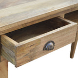 Solid Wood - Writing Desk - 2 Drawers - Oak Finish - 78cm Height | Classic Legs - Petalwood Interiors