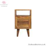 Mini Bedside Table - Light Brown Solid Wood - 2 Drawers - 50cm Height | Wooden Legs - Petalwood Interiors