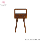 Dark Solid Wood - Bedside Table  - 1 Drawer 1 Shelf - 57cm Height | Traditional Style - Petalwood Interiors