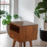 Dark Solid Wood - Bedside Table  - 1 Drawer 1 Shelf - 57cm Height | Traditional Style - Petalwood Interiors