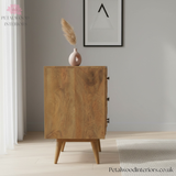 Solid Wood - Chest of Drawers with Carved Pattern - 77cm Height - Vintage Design - Timesless Desingn - Petalwood Interiors - Side