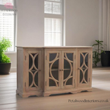 TV Stand Sideboard - Solid Wood - Sun-Bleached - 4 Glazed Doors - Timesless Desingn - Petalwood Interiors - Side
