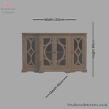 TV Stand Sideboard - Solid Wood - Sun-Bleached - 4 Glazed Doors - Timesless Desingn - Petalwood Interiors