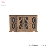 TV Stand Sideboard - Solid Wood - Sun-Bleached - 4 Glazed Doors - Timesless Desingn - Petalwood Interiors - Front 1