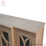 TV Stand Sideboard - Solid Wood - Sun-Bleached - 4 Glazed Doors - Timesless Desingn - Petalwood Interiors