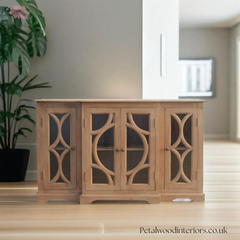 TV Stand Sideboard - Solid Wood - Sun-Bleached - 4 Glazed Doors - Timesless Desingn - Petalwood Interiors - Front