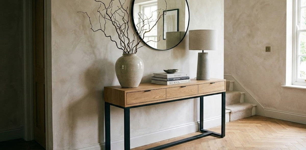 console table with drawers interior