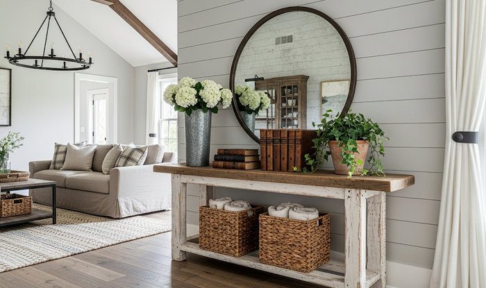 How to Style a Farmhouse Console Table