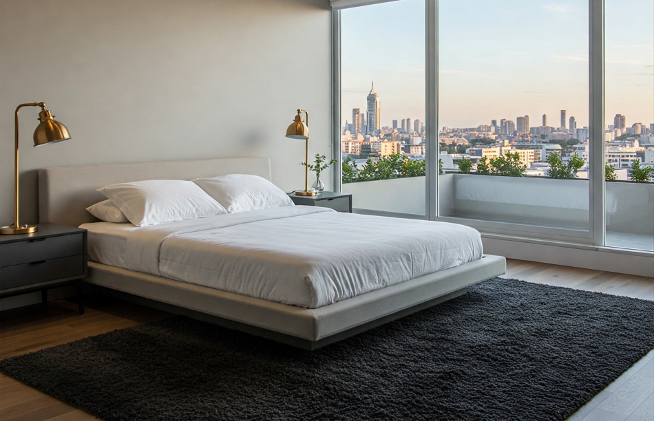 what colour bedside tables with grey bed