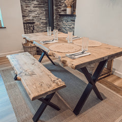 Live Waney Edge Dining Table - Dark Oak Finish - 160cm Length