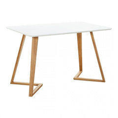 Dallas Scandinavian-Inspired Dining Table - Oak Veneer Or Satin White Finish - 120 cm