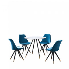 5-Piece Dining Set - Dorchester Lux Table & 4 Sofia Velvet Chairs