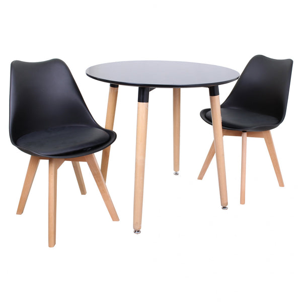 Round Dining Set Grey Fabric 80cm