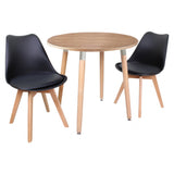 Round Dining Set Grey Fabric 80cm