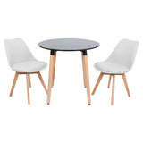 Round Dining Set Grey Fabric 80cm
