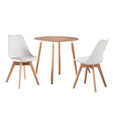 Round Dining Set Grey Fabric 80cm